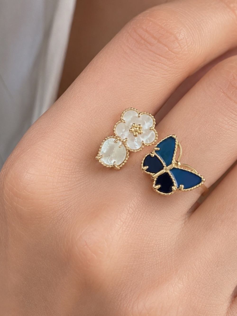 Lucky Spring Butterfly & Flower Ring